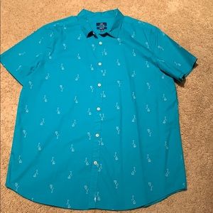 Button down with flamingos on it